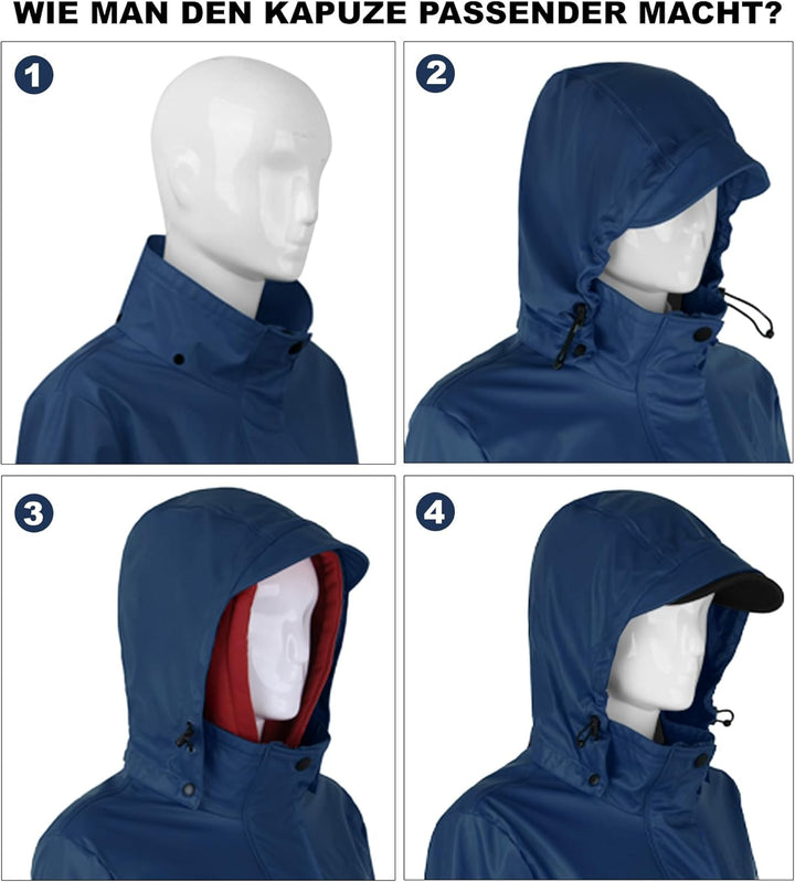 rhythm of the rain Regenmantel Damen lang Windbreaker damen wasserdicht Regenjacke damen gefüttert D