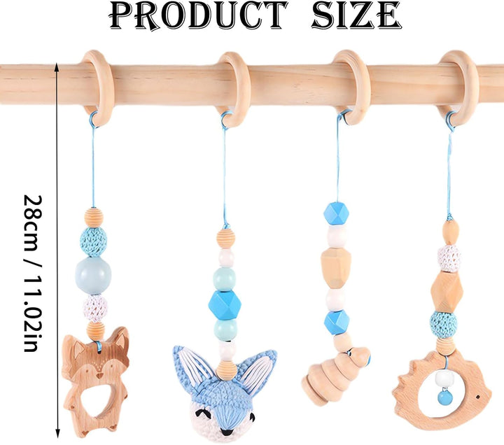 4 Stück Spielebogen Babies Holz, Spieltrapez Baby, Baby Gym Holz, Anhänger Spielbogen, für Mädchen J