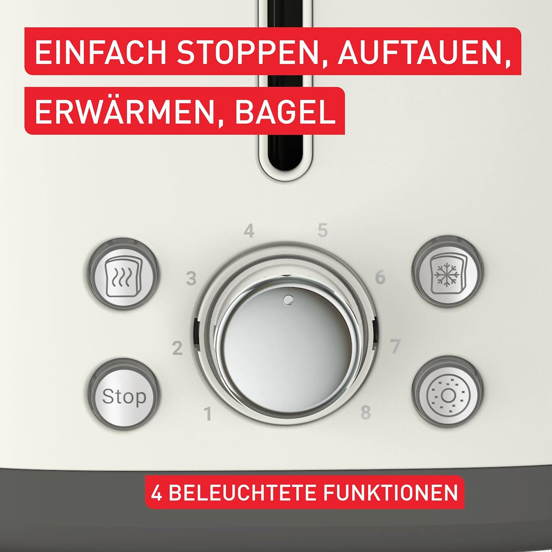 Tefal Collection Doppelschlitz-Toaster, extra hoher Hebel, 8 Bräunungsstufen, 4 Funktionen, breite S