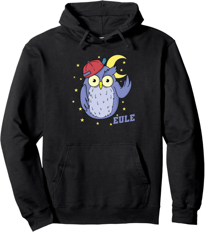 coole Eule schlafend Typ Nacht aktiv Mond mit Sternchen Pullover Hoodie