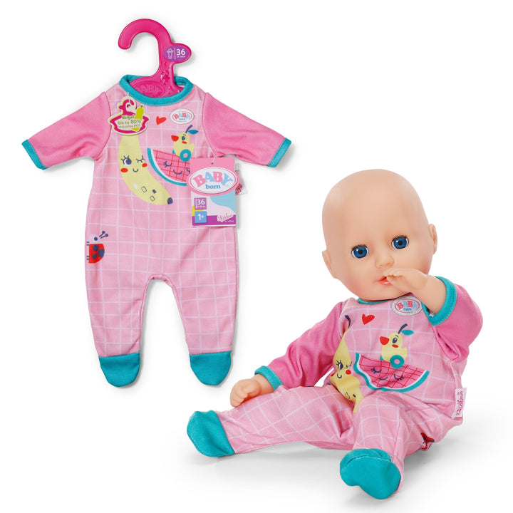 BABY born pinker Strampler - Puppenstrampler mit blauen Details & niedlichem Print - Hochwertige Pup