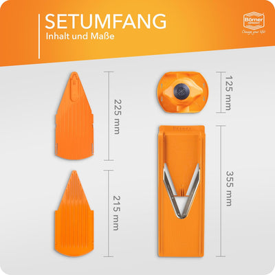 Börner Gemüsehobel V3 TrendLine Basis-Set (4-tlg.) • Gemüsereibe (V-Hobel) + Fruchthalter + Einschüb