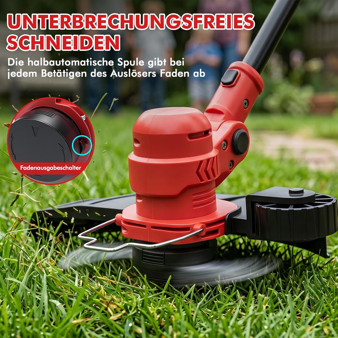 Rasentrimmer mit 2 x Akkus 1500mAh und Ladegerät, 2-in-1 21V Trimmen &amp; Kanten Trimmer, 12 Zoll Freis
