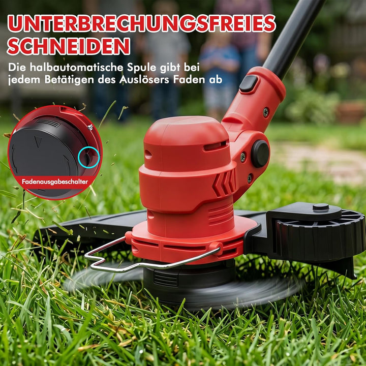 Rasentrimmer mit 2 x Akkus 1500mAh und Ladegerät, 2-in-1 21V Trimmen &amp; Kanten Trimmer, 12 Zoll Freis