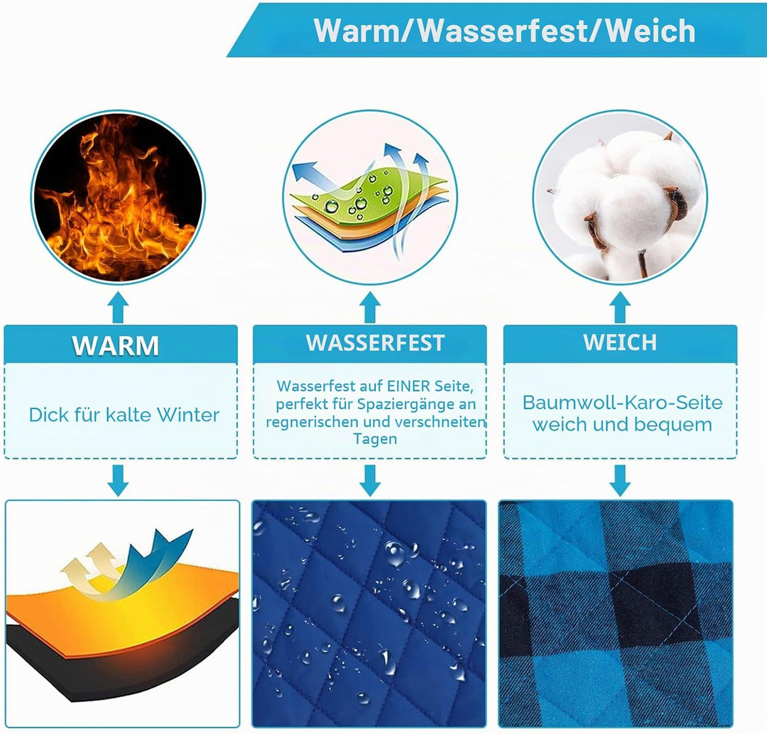 Geyecete Hundemantel Dackel, Dackel Wintermantel, Warmer Quilten Dackelmantel mit Geschirr Loch,Wind