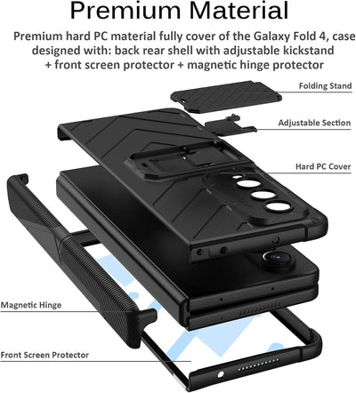 Miimall Handyhülle Kompatibel mit Samsung Galaxy Z Fold 4 Hülle mit Scharnierschutz, Hartes PC Stoss