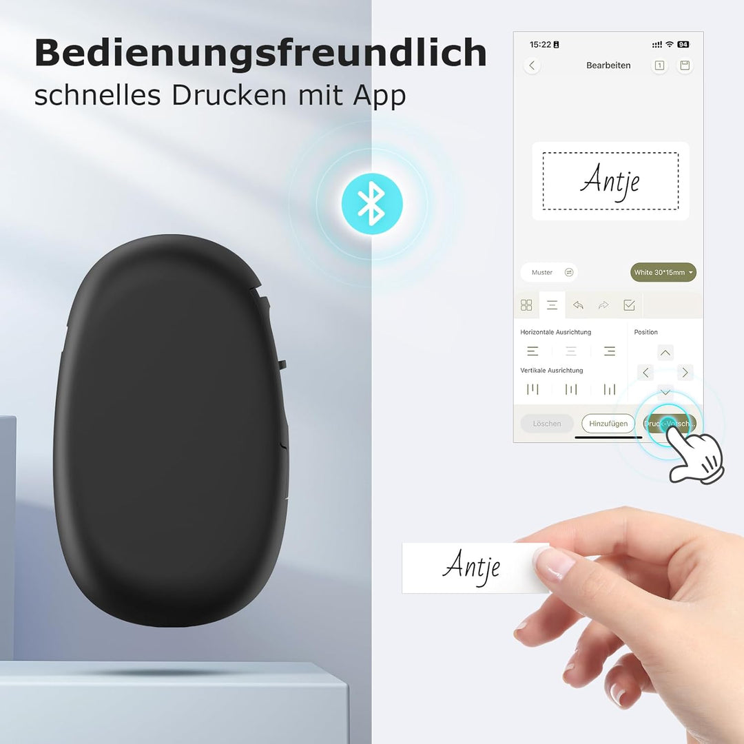 SUPVAN Katasymbol Etikettendrucker, Mini Bluetooth E10 Selbstklebendes Etikettiergerät - Tragbarer L