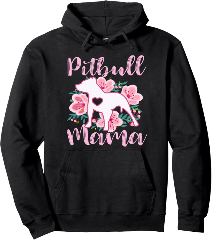 Pitbull Mama Rosa Blumen Niedlich Mütter Thema Pullover Hoodie