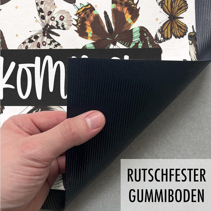 Trendation - Willkommen Fussmatte Grafik Schmutzfangmatte Geschenk Aussen Innenbereich 60x40 cm Wasc