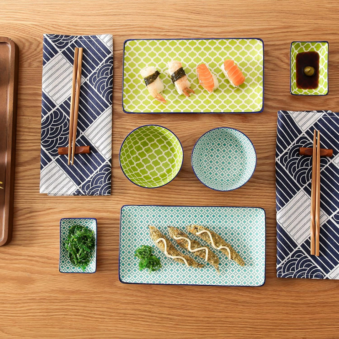 Sushi Set porzellan, vancasso MACARON japanische Ess Service, 8-teilig Geschirr-Set für 2 Personen B
