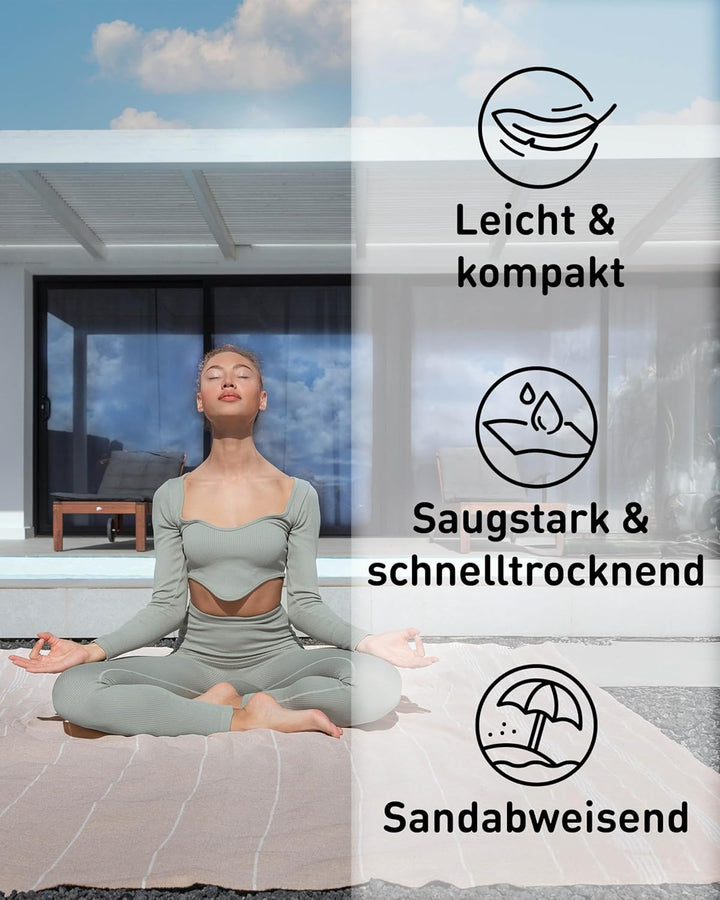Fit-Flip Hamamtuch aus 100% Baumwolle – saugfähig und schnelltrocknend – türkisches Saunatuch, Stran