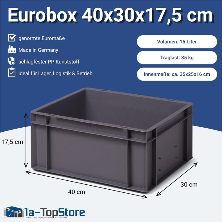 1a-TopStore Eurobehälter | Stapelkiste | Lagerbehälter | Kunststoff- und Transportbox | über 23 Grös