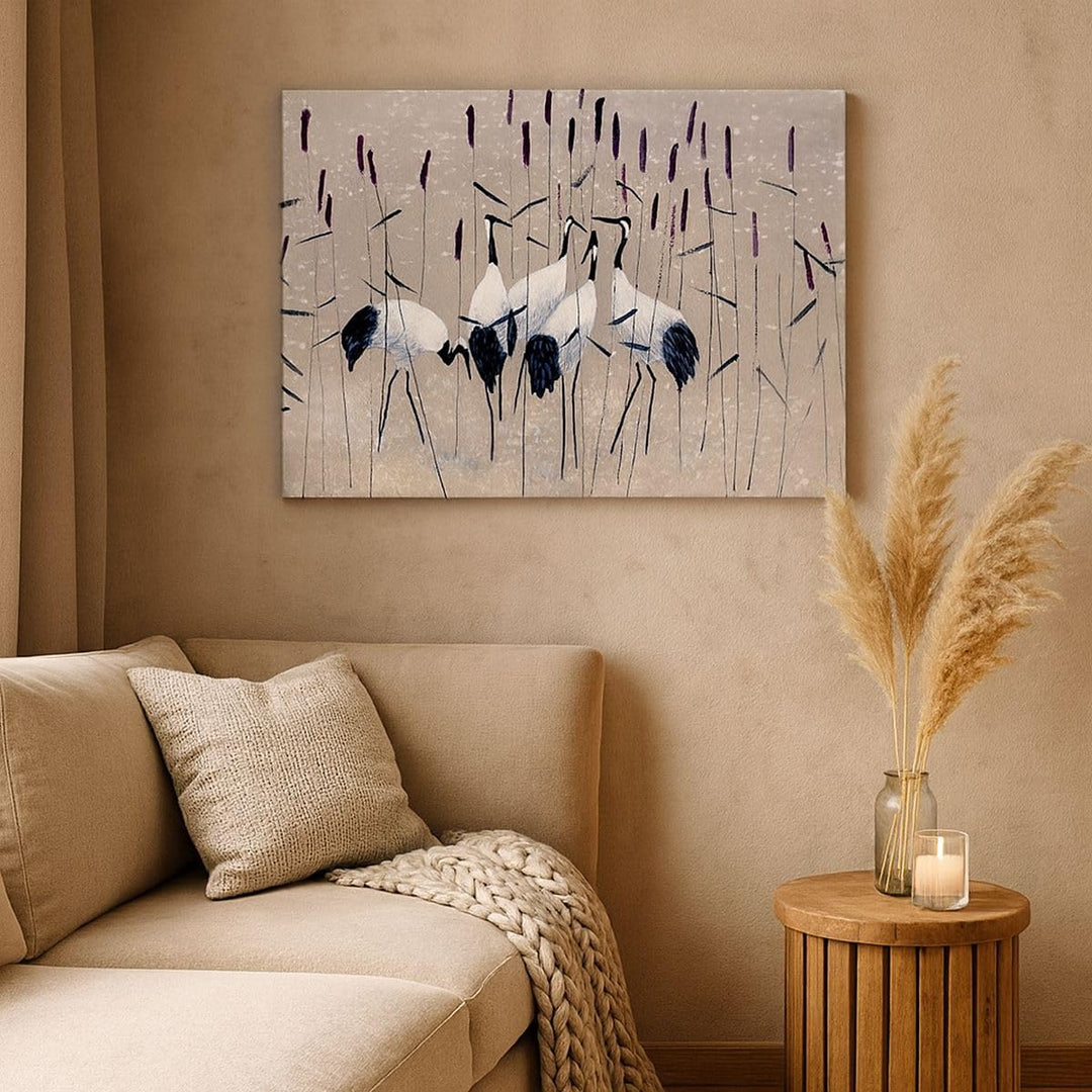 Bilder auf Leinwand 100x70cm Leinwandbild mit Rahmen Vogel Natur Wasser Gross Wanddeko Bild Schlafzi