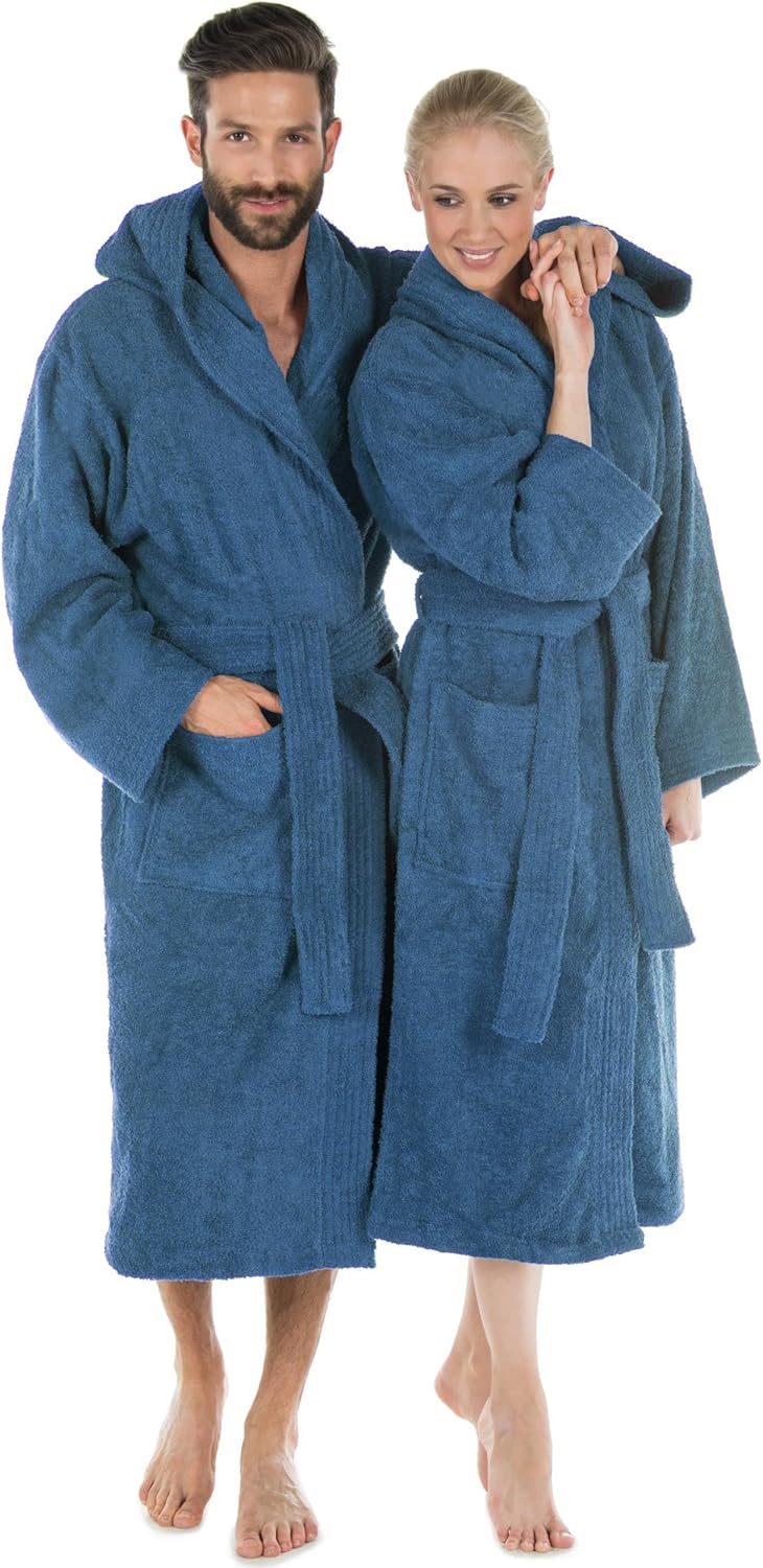CelinaTex S-XXXL Bademantel Kapuze oder Schalkragen Uni lang aufgesetzte Taschen Damen Herren Unisex
