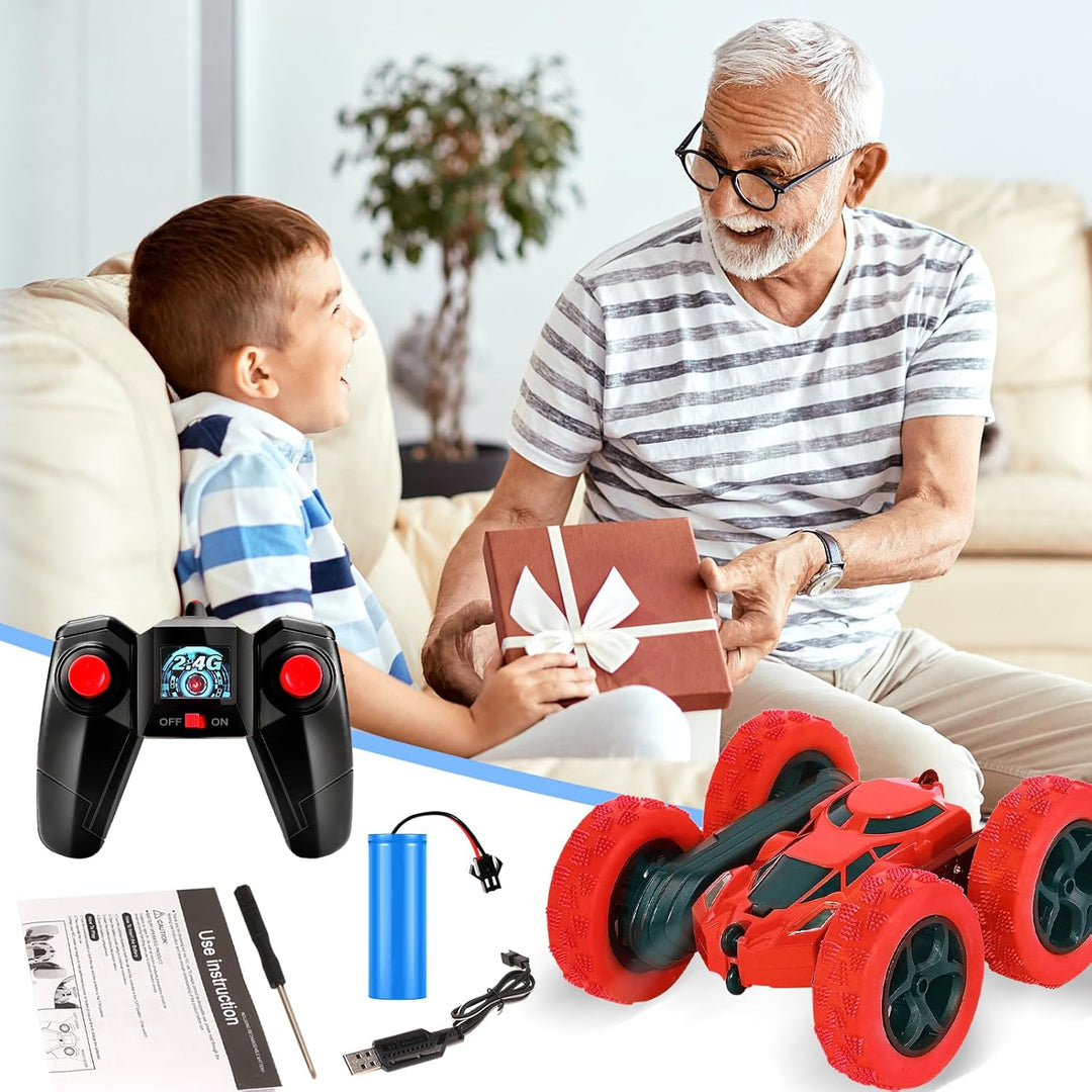 Ferngesteuertes Auto, 90 Min Spielzeit, 2.4Ghz Doppelseitig 360° drehbare RC Stunt Crawler mit Schei