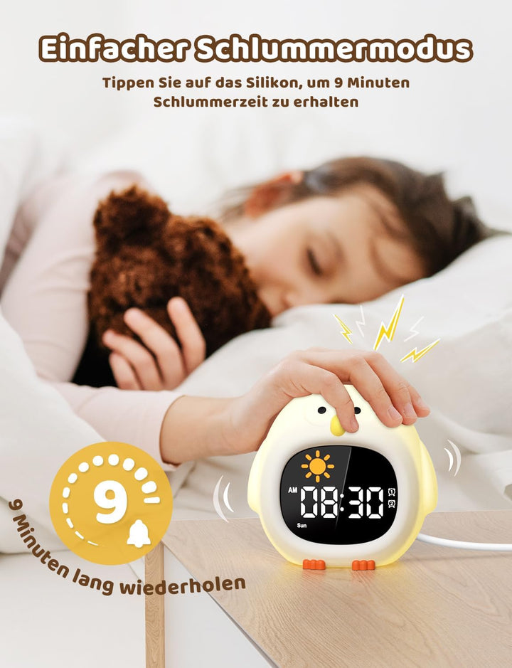 Yissvic wecker Kinder für Schulanfänger Jungen Kinderwecker mit RGB Nachtlicht Lernwecker 2 Alarme W