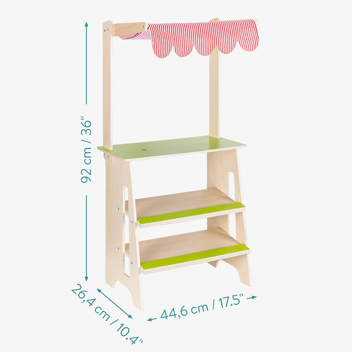 Navaris Holz Supermarkt für Kinder - Spielzeug Kaufladen inkl. Obst Gemüse Lebensmittel aus Holz - V
