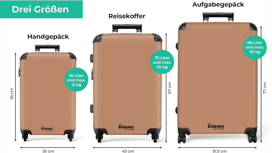 NoBoringSuitcases.com® Koffer XL Gross 77x51.5x28 cm Reisekoffer mit 4 Rollen Leicht Trolley Hartsch