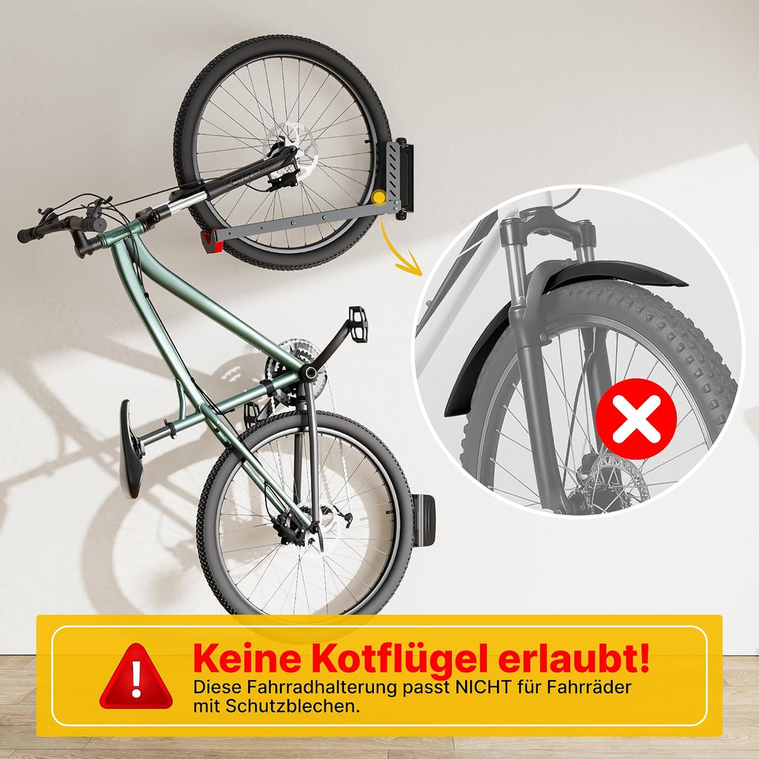 monTEK Schwenkbare Fahrrad Wandhalterung, Fahrradhalterung Wand ohne schweres Heben, platzsparender