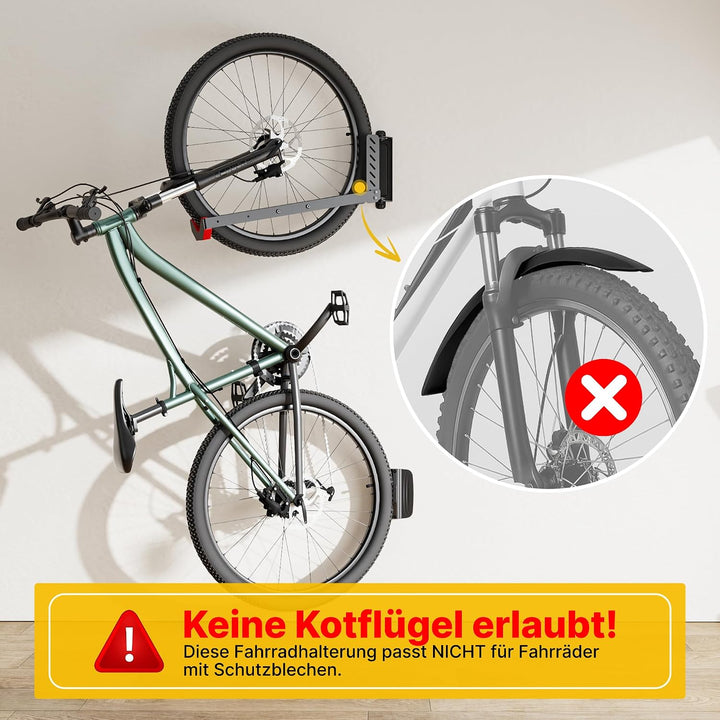 monTEK Schwenkbare Fahrrad Wandhalterung, Fahrradhalterung Wand ohne schweres Heben, platzsparender