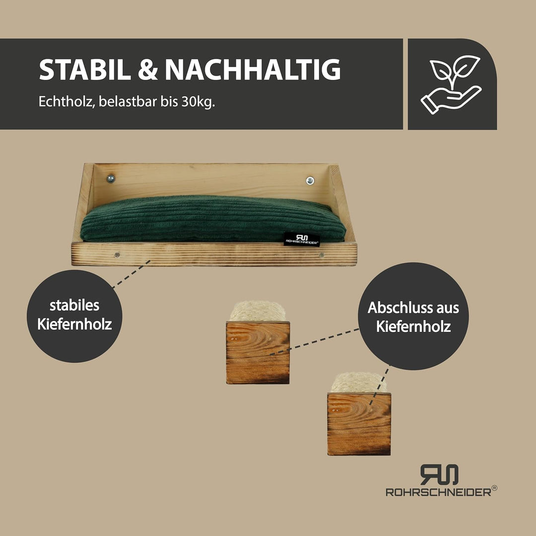 Rohrschneider Katzen Wandelemente | 3-TLG. Kletterwand Katzen mit waschbarem Katzenkissen und Katzen