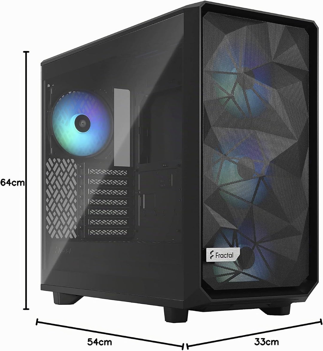 Fractal Design Meshify 2 Lite RGB Black ATX Flexible Light Tinted Tempered Glass Window Mid Tower Co