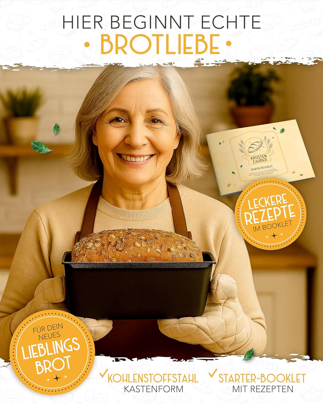 KRUSTENZAUBER Brotbackform mit Deckel – Kastenform Brot aus Kohlenstoffstahl für perfekte Hitzeverte
