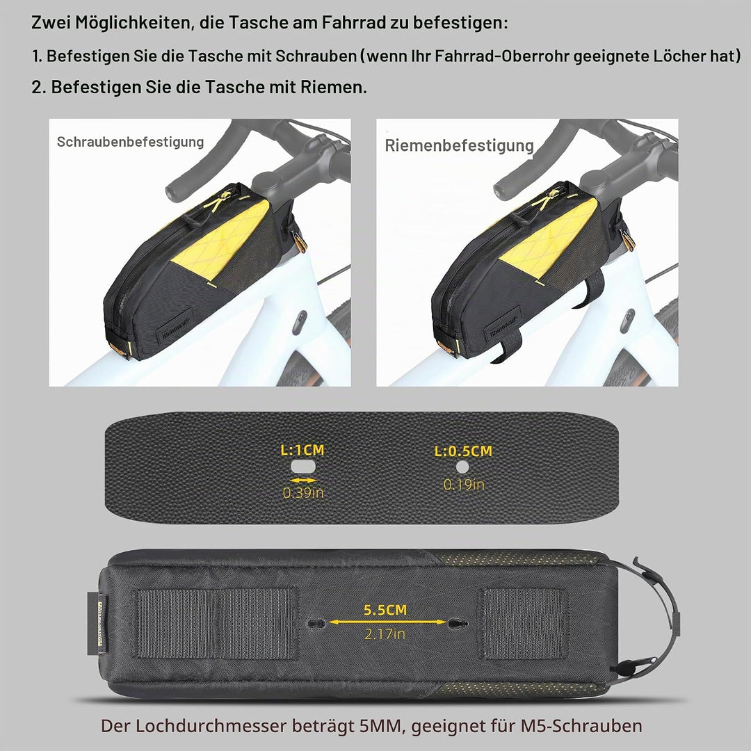 Rhinowalk Fahrradrahmentasche 1,2L – wasserdichte Lenkertasche mit Handyhalterung, kleine Fronttasch