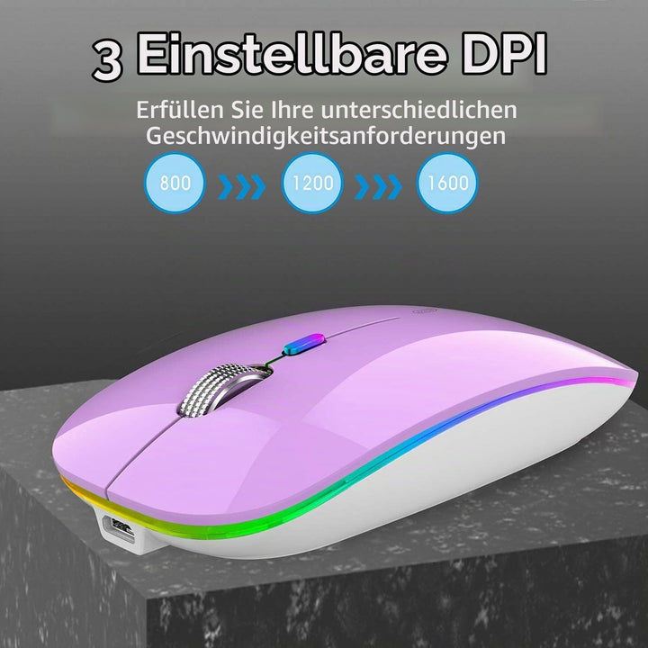 Uiosmuph G12 Maus Kabellos, LED 2.4G Leise Funkmaus Wiederaufladbar Wireless Mousemit Nano USB Empfä