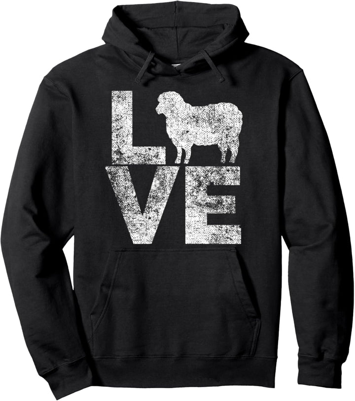 Ich liebe Schafe beunruhigtes weisses Schaf-Schattenbild Pullover Hoodie