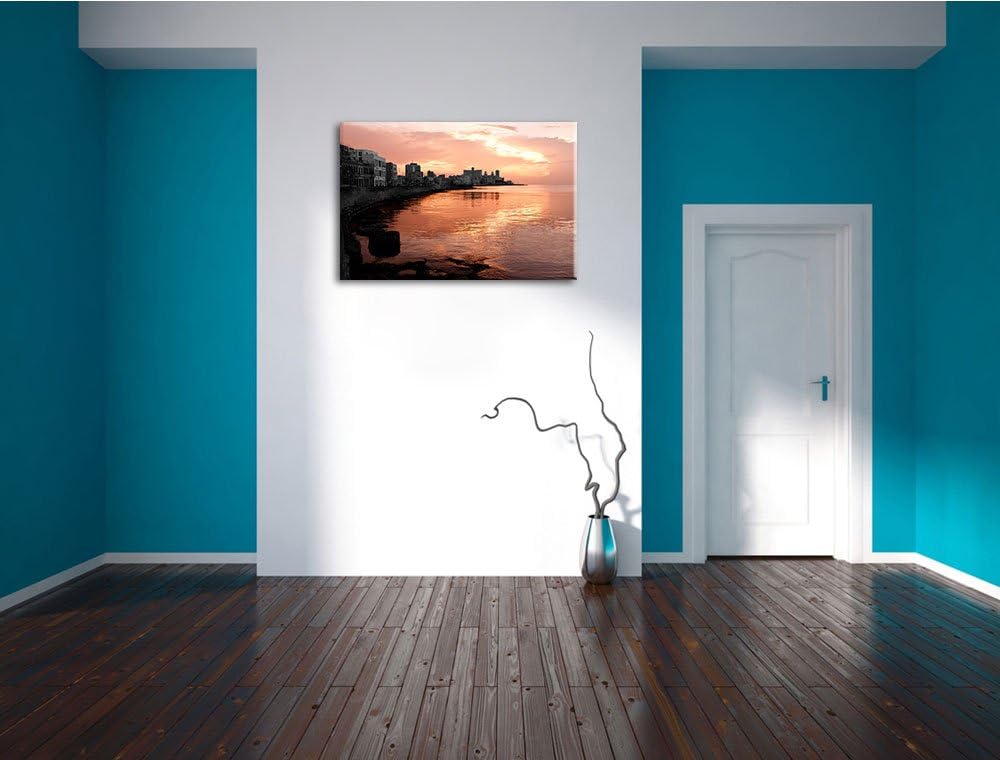 schöner Blick auf Stadt schwarz/weiss Format: 100x70 auf Leinwand, XXL riesige Bilder fertig gerahmt