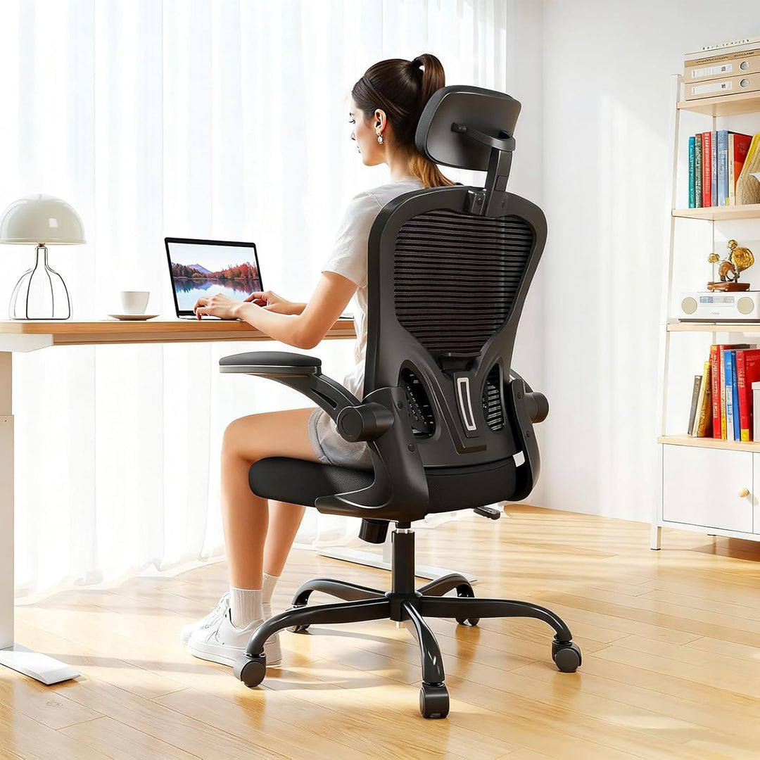 JAJALUYA Bürostuhl Ergonomisch Computerstuhl mit Verstellbarer Kopfstütze und Lordosenstütze Schreib