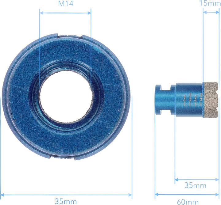PRODIAMANT Diamant Fliesenbohrer 35 mm x M14 Fliese, Feinsteinzeug, Keramik für Winkelschleifer Prem