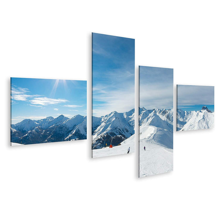 islandburner Bild auf Leinwand Skipiste In Den Bergen Bilder Wandbilder Poster Leinwand 150x80cm - 4