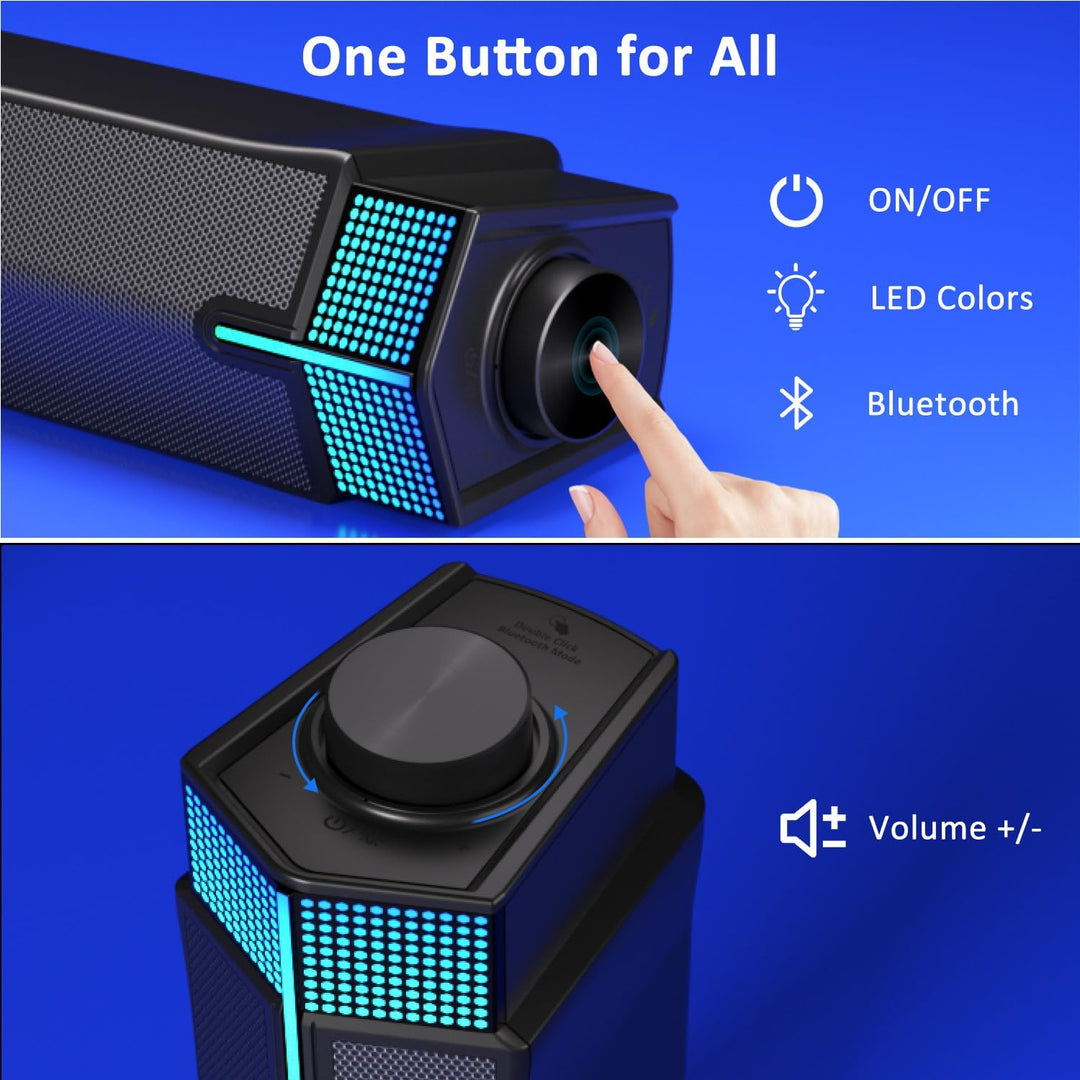 Jeecoo M20 Computer PC Lautsprecher, Bluetooth Lautsprecher mit Beleuchtung, Abnehmbar Pc Soundbar B