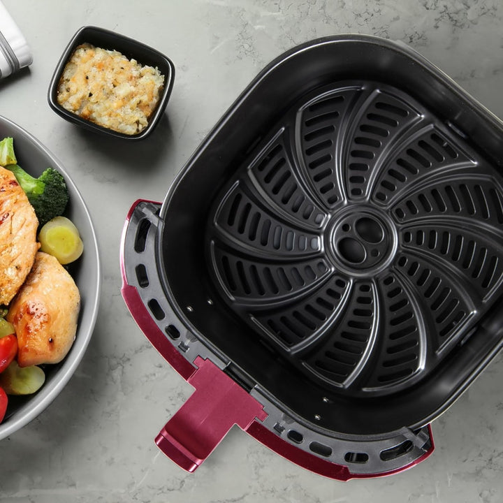 BERGNER MAROON - PFAS-Freie Heissluftfritteuse 1800W 6.9L - 8 Kochprogramme - Air Fryer mit Keramikb