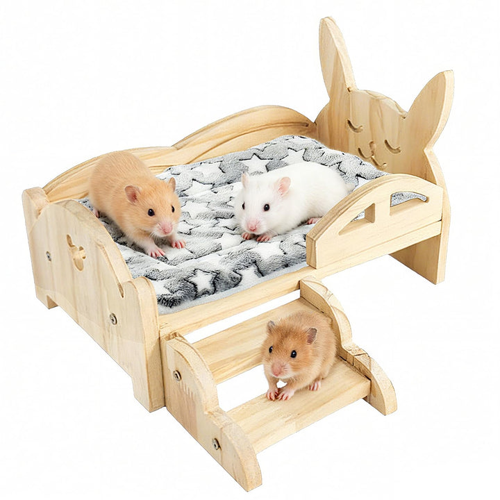 Meerschweinchen Bett, 34 x 22 x 7 cm Holz Meerschweinchen Hängematte mit Abnehmbarem Matratze Hölzer
