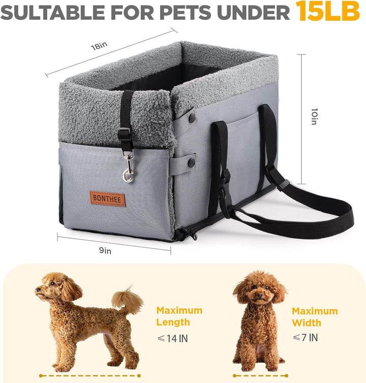 Mittelkonsole Hundeautositz für kleine Hunde bis 9 kg, Grau, 45,7 x 25,4 x 22,9 cm Konsole Grau, Kon