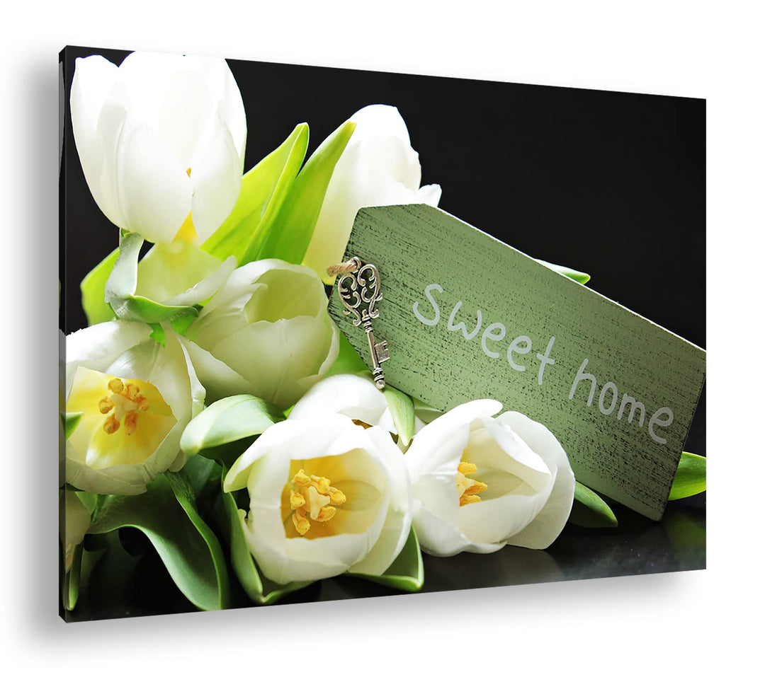 deyoli Tulpen Sweet Home Format: 100x70 als Leinwand, Motiv fertig gerahmt auf Echtholzrahmen, Hochw