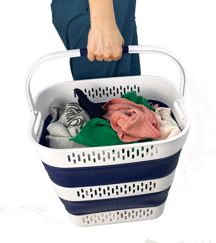 SAMMART 38L zusammenklappbarer Wäschekorb aus Kunststoff – tragbarer Pop-Up-Aufbewahrungsbehälter/Or