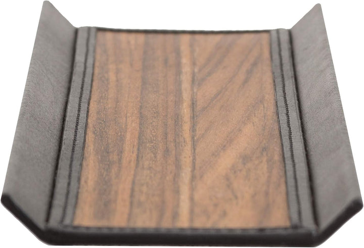 Sebastian Sturm Stifteschale RONNIE | Echtes Holz und Leder in Schwarz | Stiftschale Stiftablage Sch