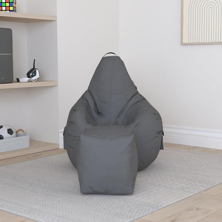 Green Bean 2er Set Sitzsack + Hocker - fertig befüllt - robust waschbar schmutzabweisend - Kinder &