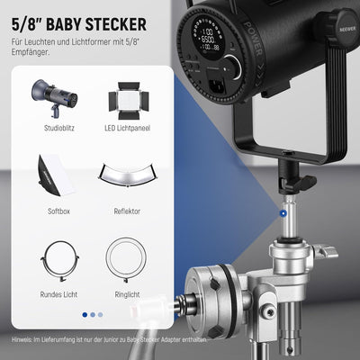 NEEWER Junior zu Baby Steckeradapter, 1-1/8"/28mm Junior Stecker auf 5/8"/16mm Baby Stecker, Ständer