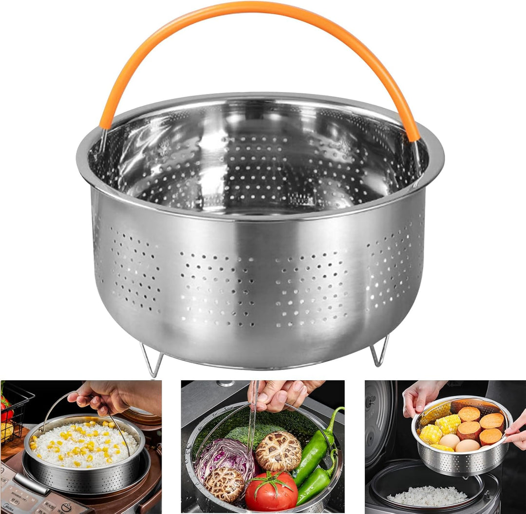Dampfkorb Einsatz,Edelstahl Dampfgarer Dampfeinsatz für topf, Dünsteinsatz Dampfgarer Topf mit Griff