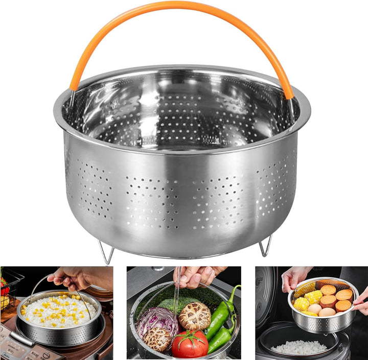 Dampfkorb Einsatz,Edelstahl Dampfgarer Dampfeinsatz für topf, Dünsteinsatz Dampfgarer Topf mit Griff