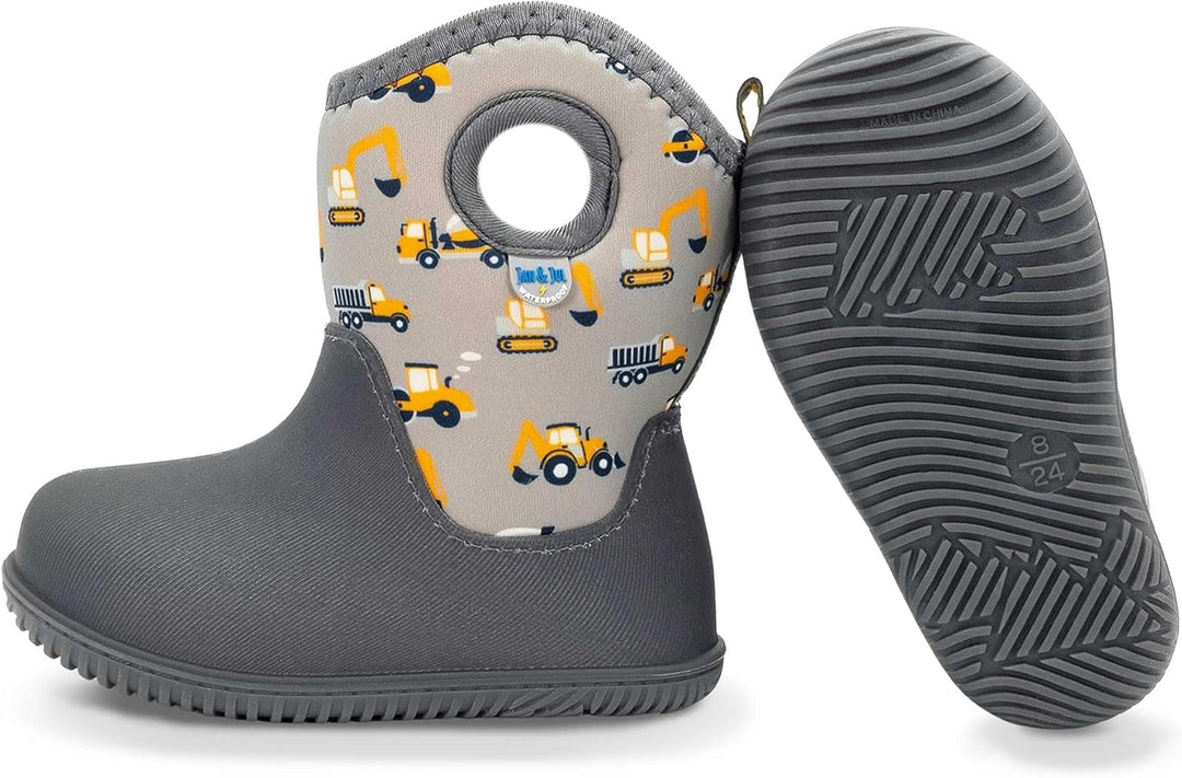 Jan & Jul Wasserdichte Winter-Stiefel für Kinder mit Fleece Gefüttert 21 EU Graue Konstruktion, 21 E