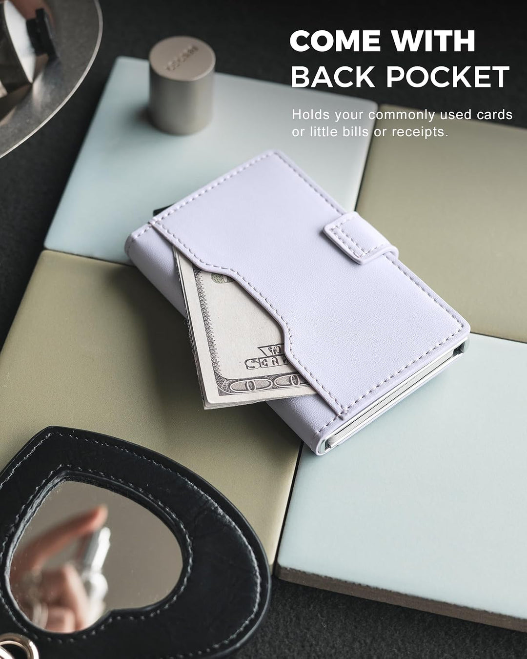 VULKIT Kartenetui Damen RFID Blocker Kreditkartenetui Metall mit 3 Kreditkarte Fächern und 1 Ausweis
