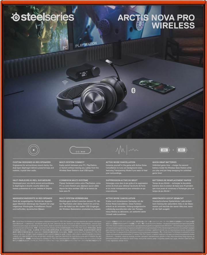 SteelSeries Arctis Nova Pro Wireless - Multi-System Gaming-Headset – Hi-Fi-Treiber – Active Noise Ca