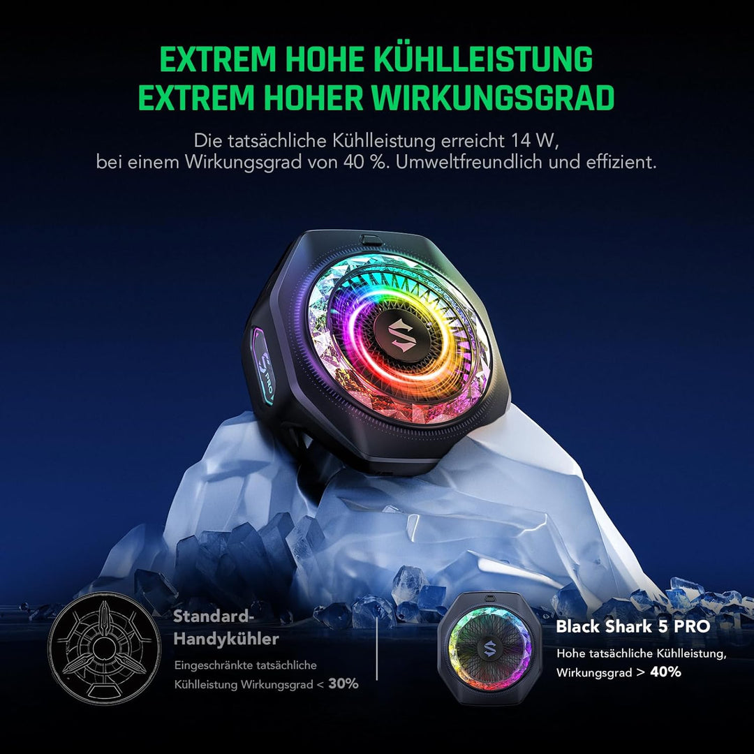 Black Shark 5 Pro Magnetischer Handykühler – 18 adressierbar RGB-LED-Lichter, Trennbarer Griff, APP-