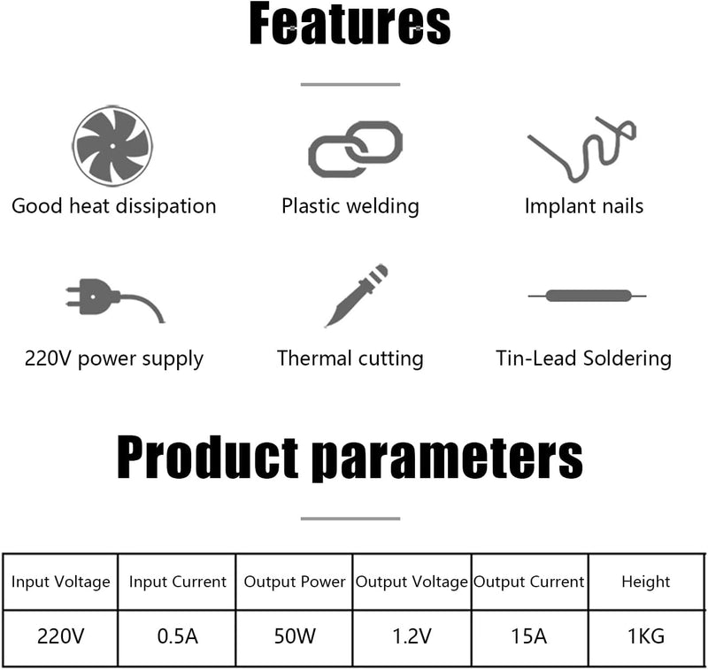 AQTZGOS Kunststoff Schweissgerät Auto Stossstangen Reparatur Set Auto Stossstangen Reparatur Set 50W